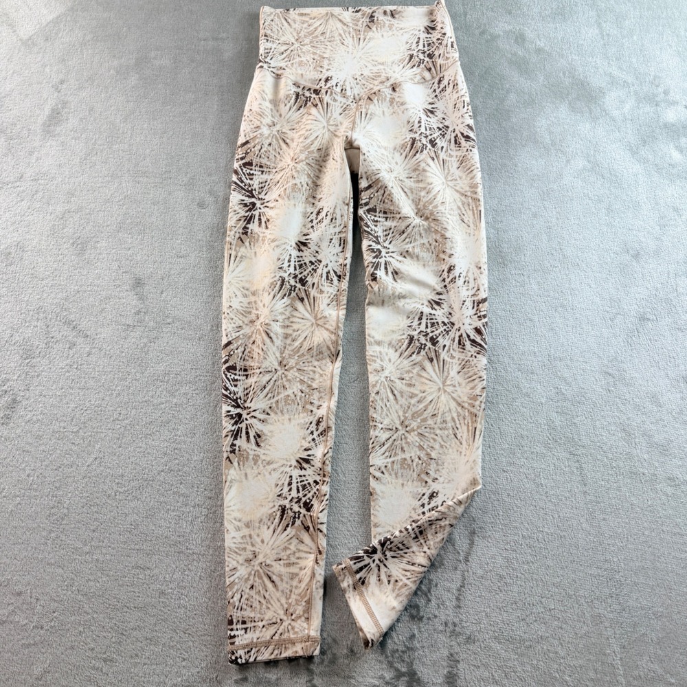 Aerie Chill Play Move Women's Small High Waisted Leggings Tan White Starburst